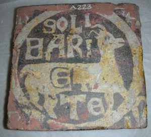 Medieval earthenware floor tile, lead-glazed