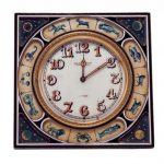 French Enameled Silver Astrological Desk Clock Retailed by Mappin & Webb