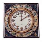 French Enameled Silver Astrological Desk Clock