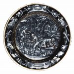 PLATE IN ENAMEL PAINTED IN GRAY WITH GOLDEN REHAUTS REPRESENTING THE MONTH OF MARCH