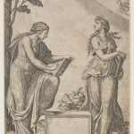 The Two Females of the Zodiac; After Raphael; Engraving print on paper; Engraved by Marcantonio Raimondi