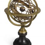 PTOLEMAIC GILT BRONZE ARMILLARY SPHERE WITH EARLY, POSSIBLY 16TH CENTURY, ENGRAVED GLOBE