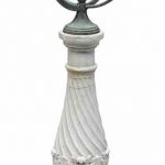 Oxidized Metal Sundial on a Carved Marble Pedestal