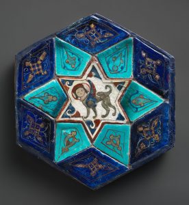 Hexagonal Tile Ensemble with Sphinx ca. 1160s–70s