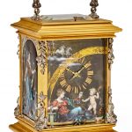 A very fine silvered and gilt petite sonnerie repeating carriage clock with Limoges enamel panels personifying Astronomy